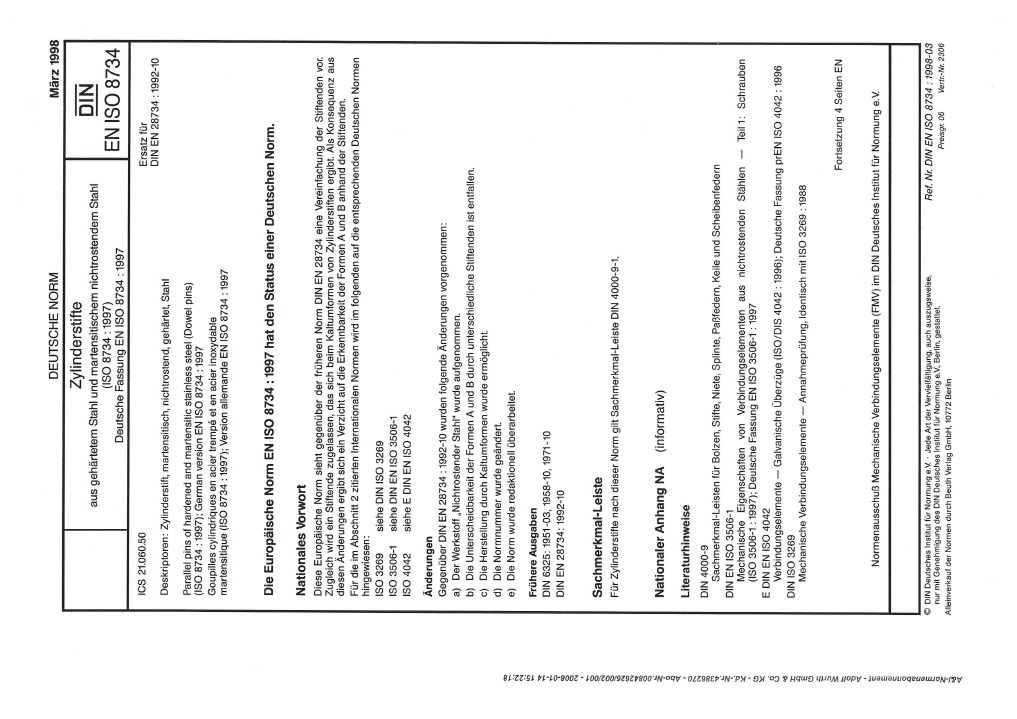 En ISO 8734 - Zylinderstift