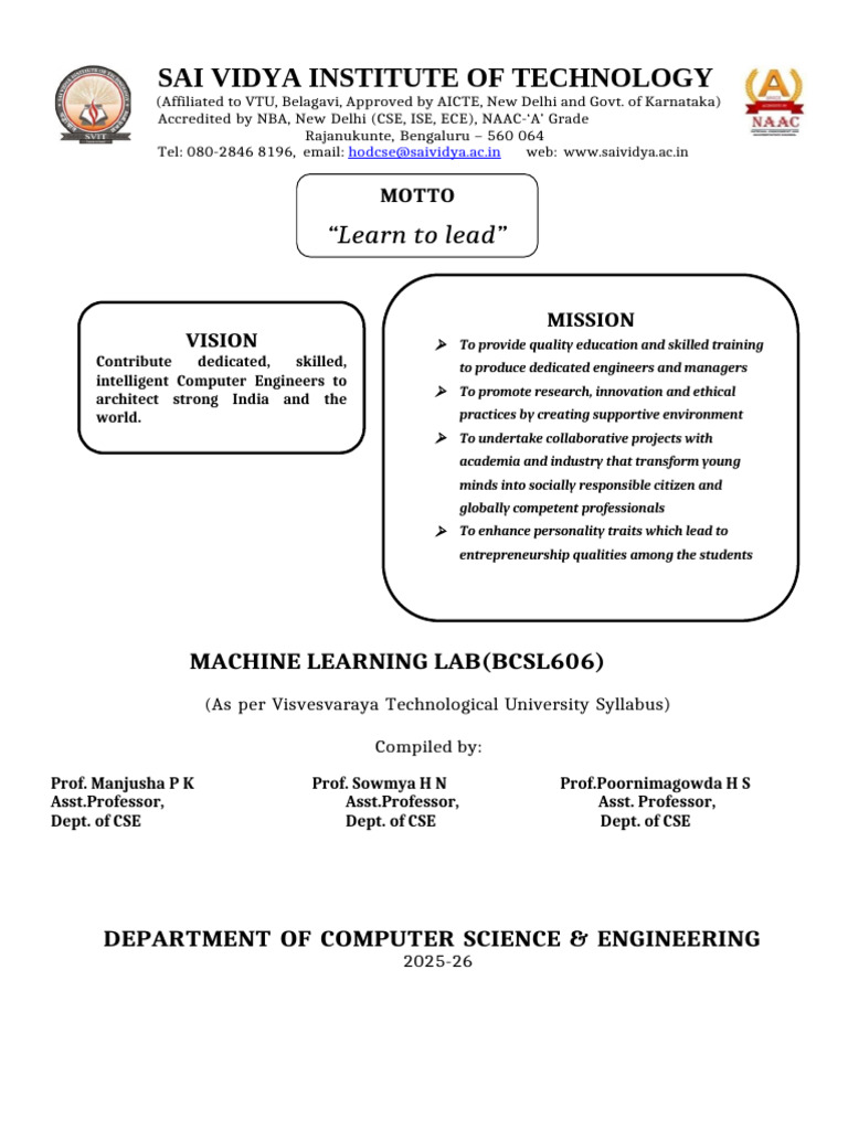 ML Lab Manual | PDF | Principal Component Analysis | Engineering