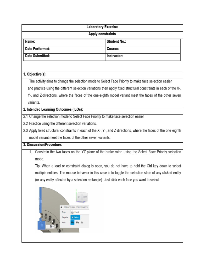 C.a.E. Laboratory Exercise 13 | PDF