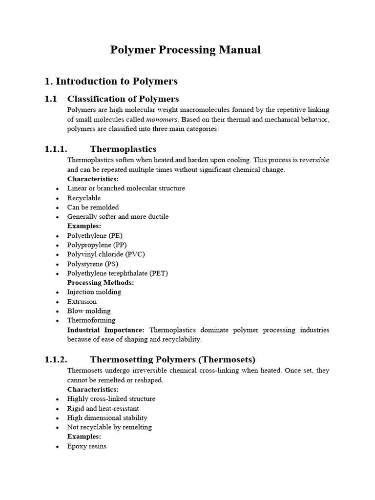 Polymer Processing Manual | PDF | Thermoplastic | Polymers