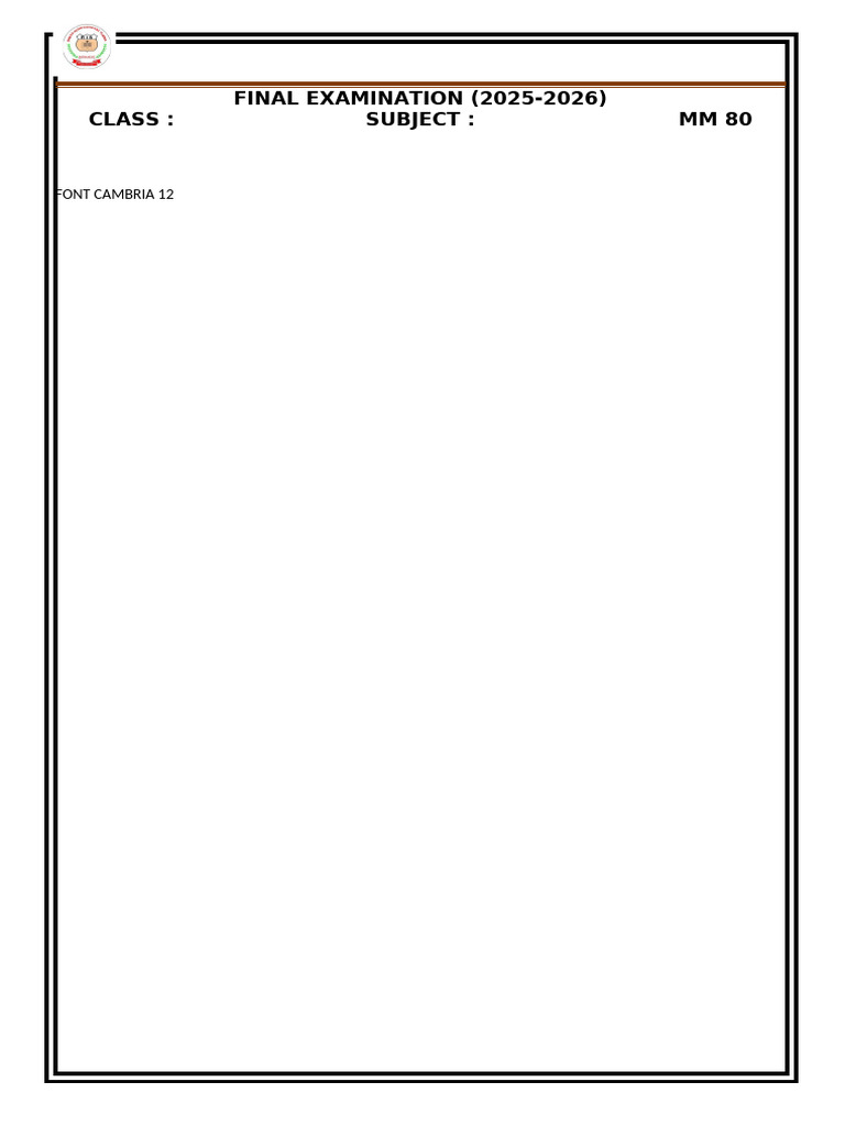 Format For Final Examination | PDF