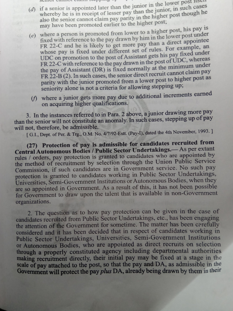 Pay Protection Rule of Centre and State Govt and Universitys | PDF ...