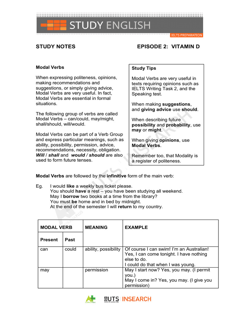 S01 E02_studynotes | PDF | Verb | Grammatical Tense