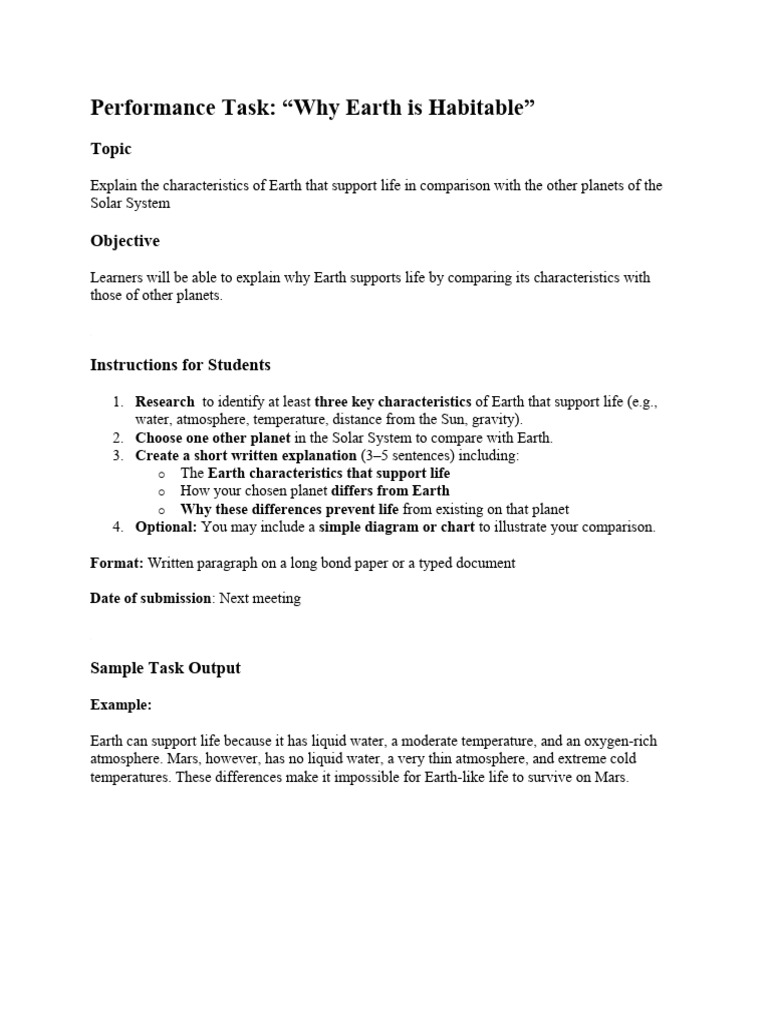 Q4 Performance Task 1 | PDF | Planets | Earth