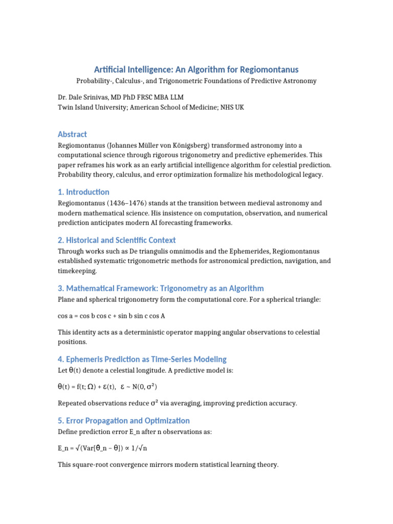 Artificial Intelligence Algorithm For Regiomontanus | PDF ...