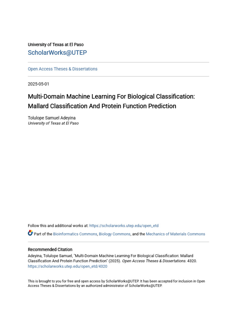 Multi-Domain Machine Learning For Biological Classification - Mall ...
