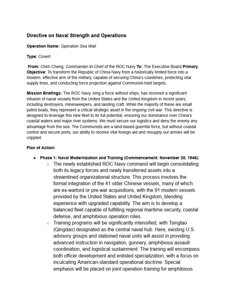 Directive On Naval Strength and Operations | PDF | Navies | Amphibious ...