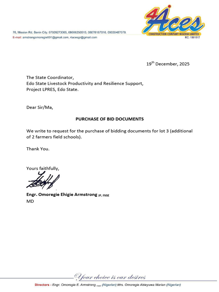 Request For Balance Payment 2 | PDF