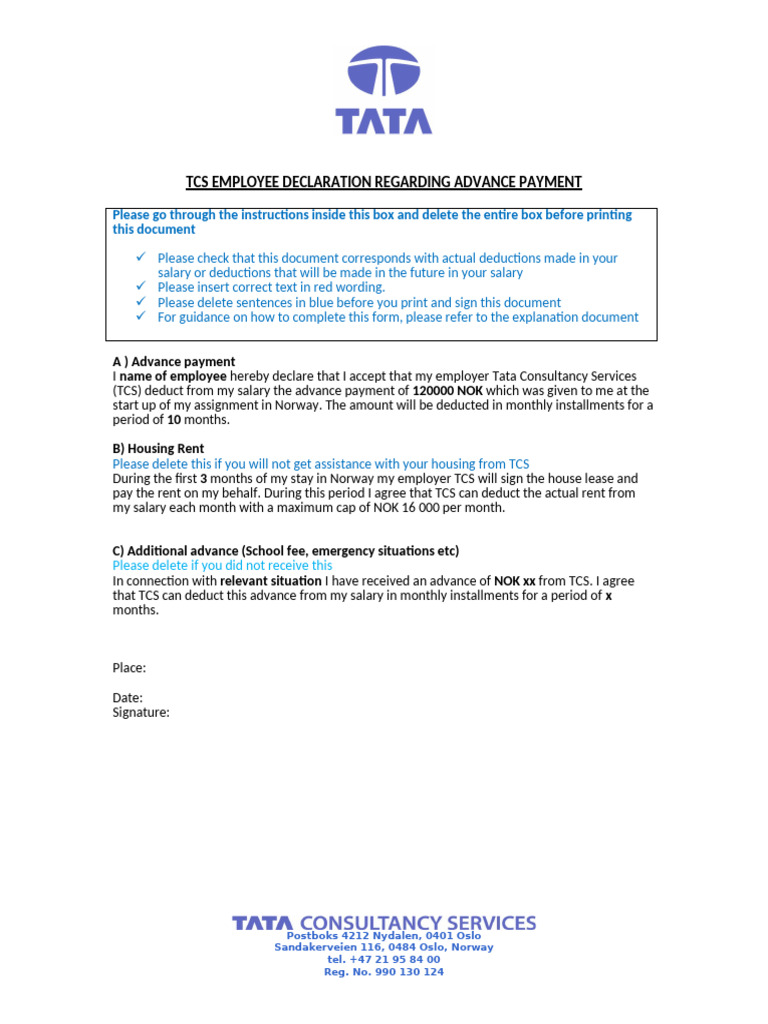770 Declaration Fresh Template | PDF