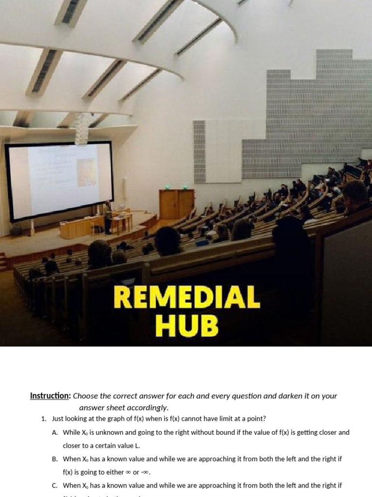 Math Question Remedial Hub | PDF | Function (Mathematics ...