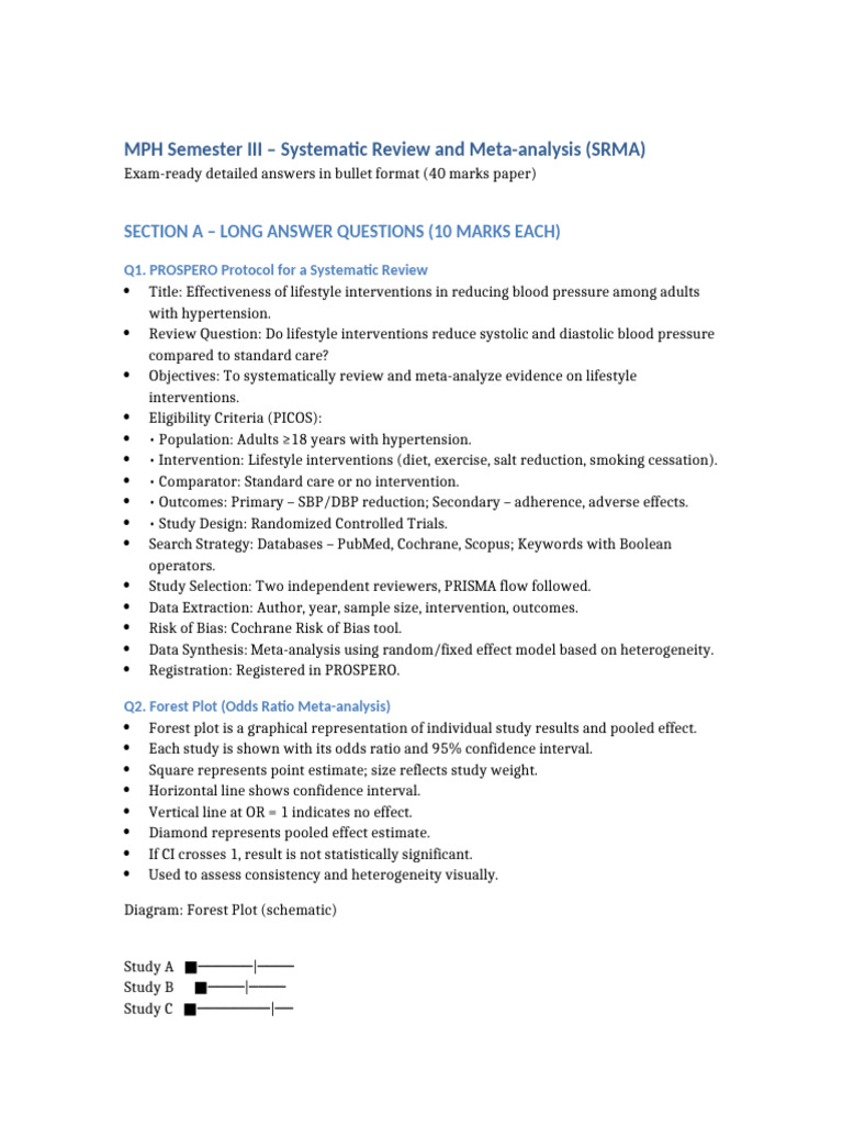 MPH SRM Full Detailed Exam Answers | PDF | Meta Analysis | Systematic ...