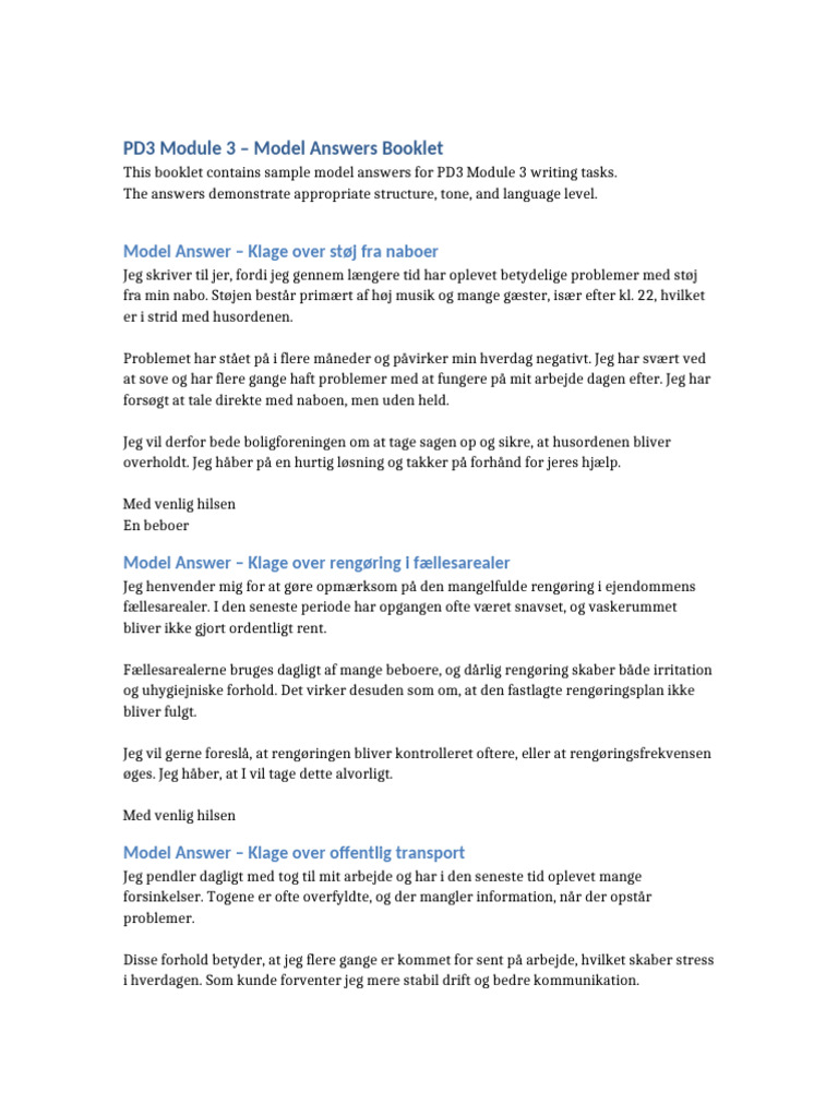 PD3 Module 3 Model Answers | PDF