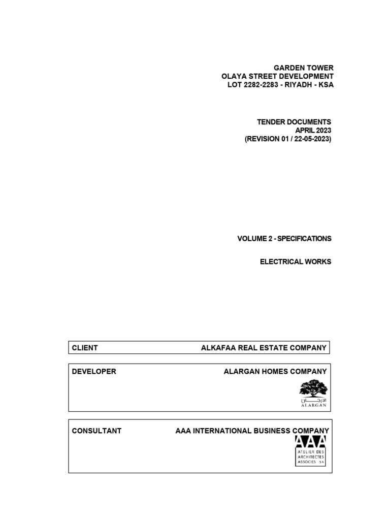 1 - Garden Tower-Specs Div.16 | PDF | Specification (Technical Standard ...