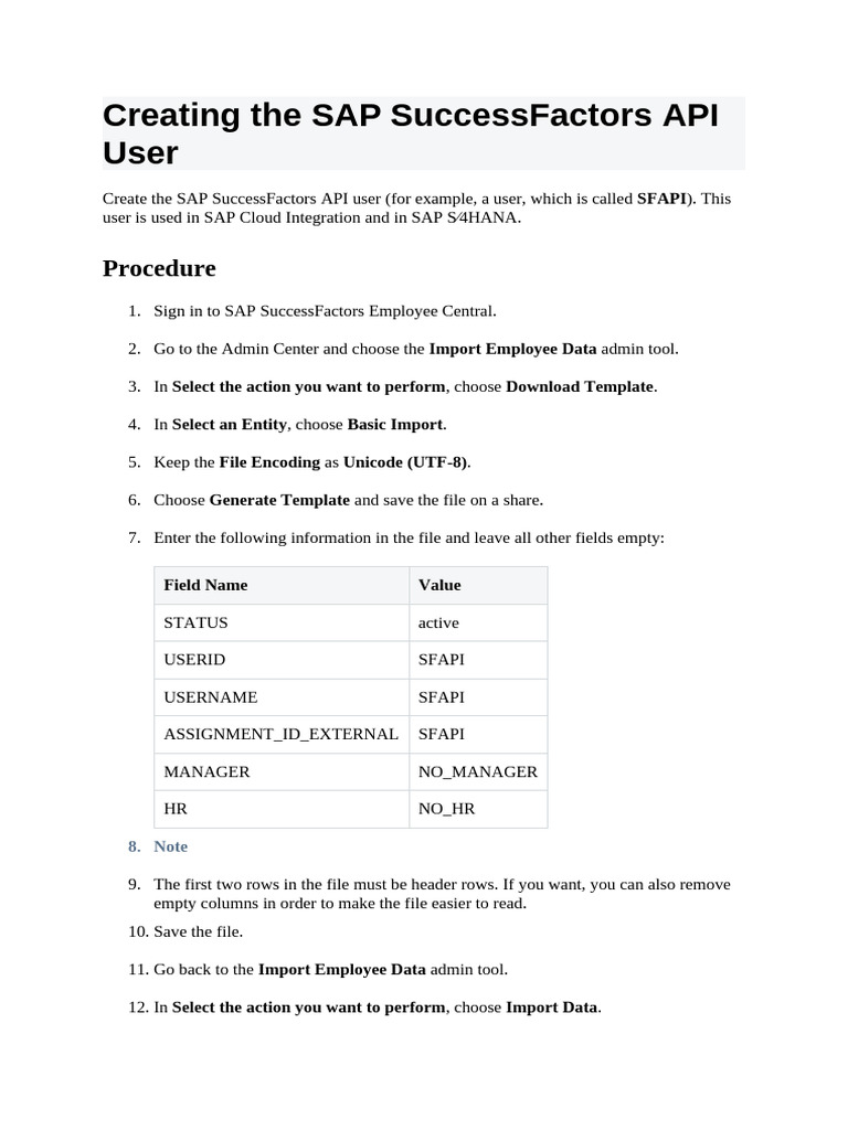 SF API Account Setup | PDF | User (Computing) | Password