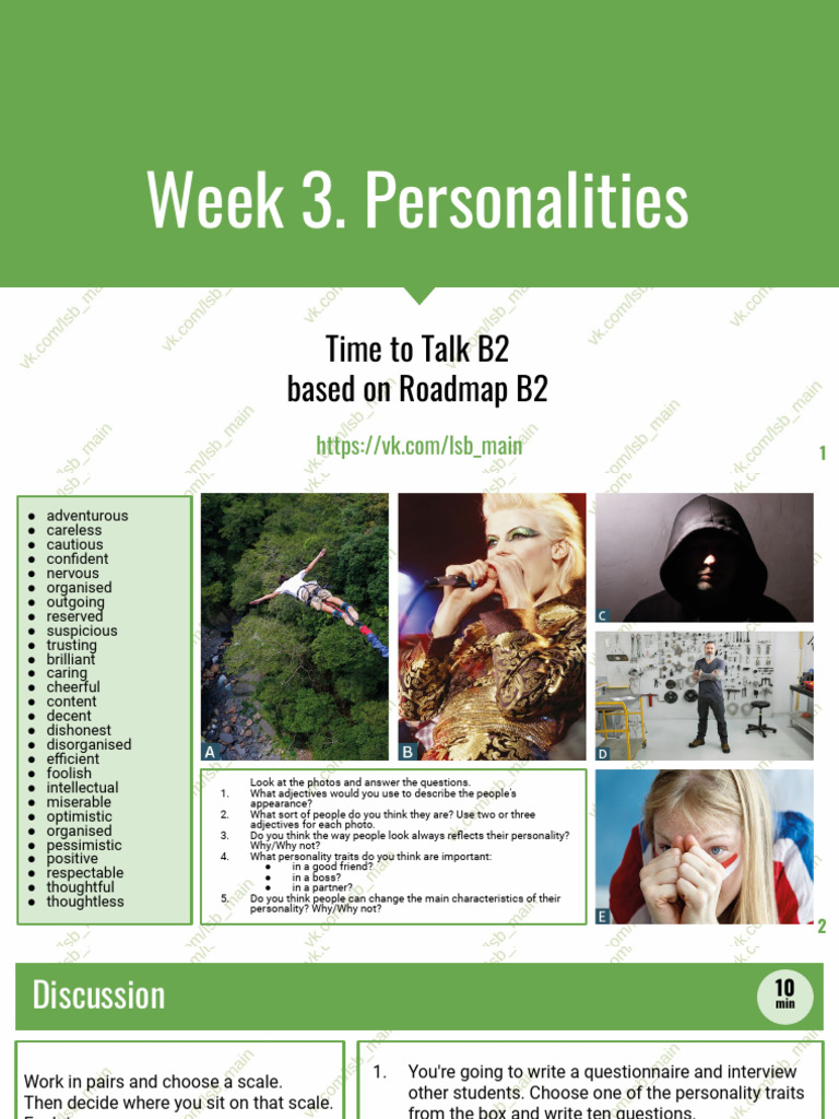 Time To Talk B2 - Week 3 PDF | PDF | Behavioural Sciences | Psychology