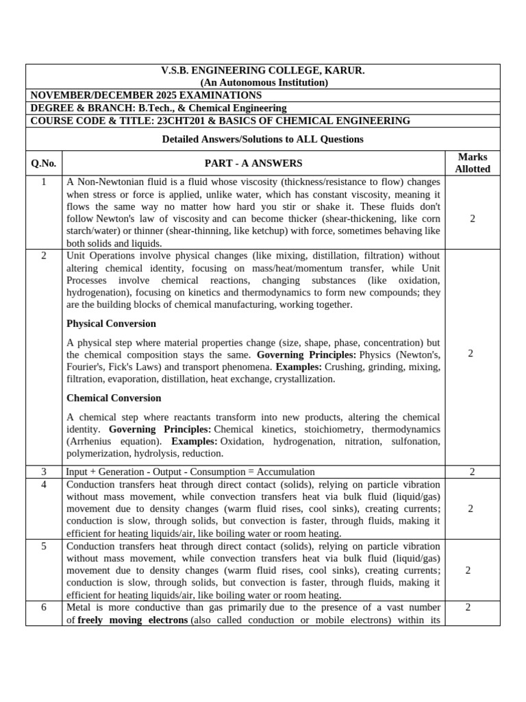 23CHT201 BCE II Semester Chemical Engineering | PDF | Distillation ...