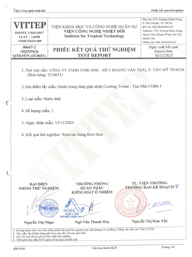 11.2025 Test Report Chiller, Cooling Tower CB1,2 | PDF