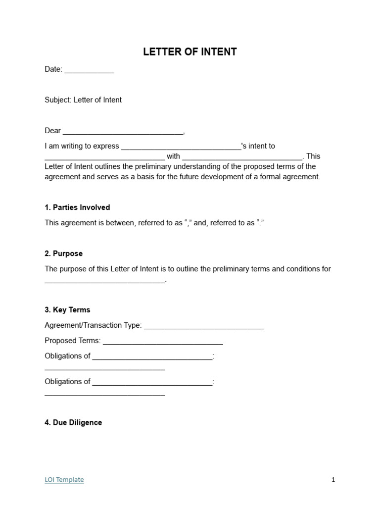 Letter of Intent Template | PDF