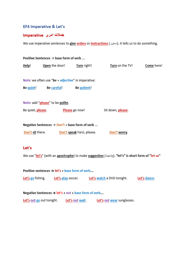EF4 Imperative | PDF