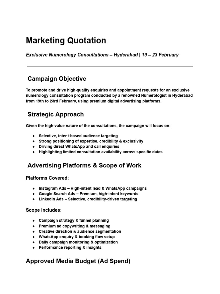 Marketing Quotation - De | PDF | Advertising | Marketing