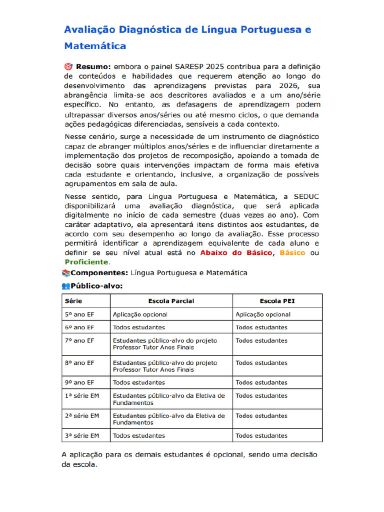 Avaliação Diagnóstica Digital (Fev2026) | PDF