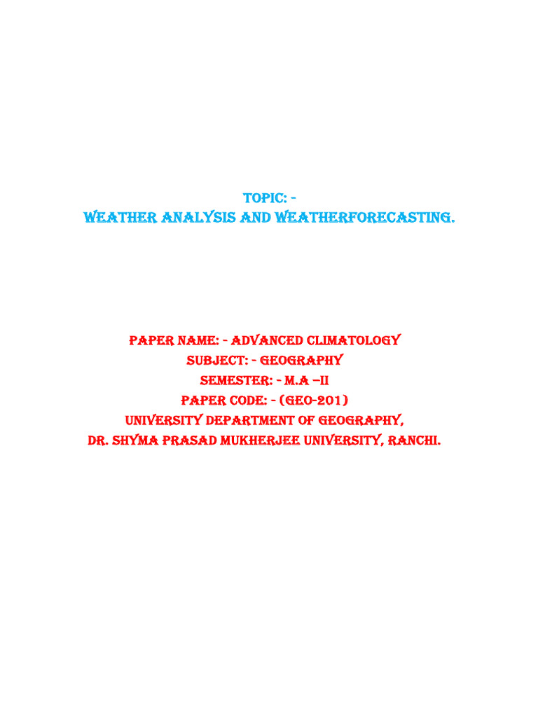 Forecasting of Weather in India | PDF | Weather Forecasting | Weather