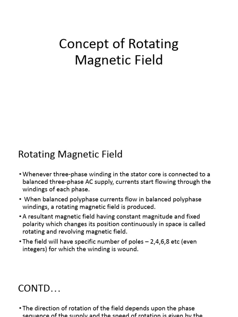 Concept of Rotating Magnetic Field | PDF | Electrical Engineering ...