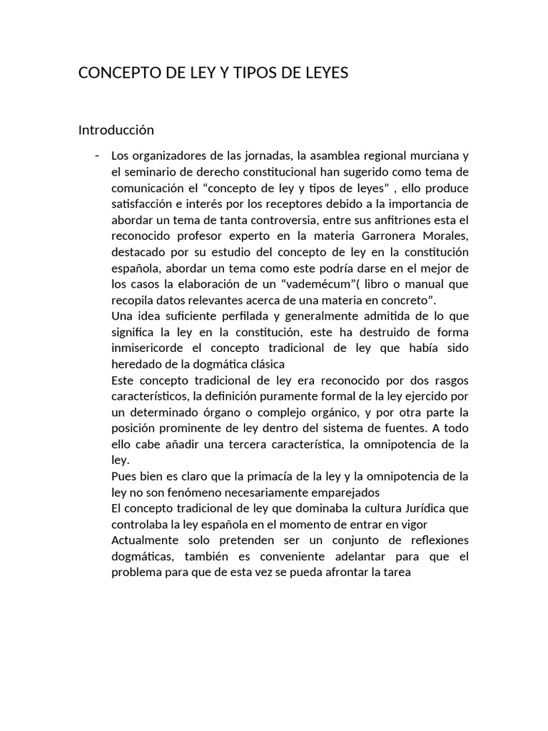Concepto de Ley y Tipos de Leyes | PDF | Constitución | Estatuto