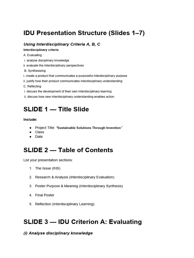 IDU Presentation Structure | PDF | Interdisciplinarity | Knowledge