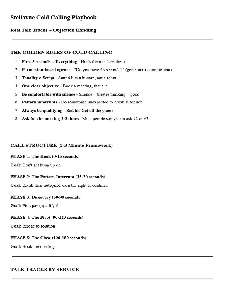 Cold Calling Playbook - Stellavue | PDF | Linked In | Business Economics
