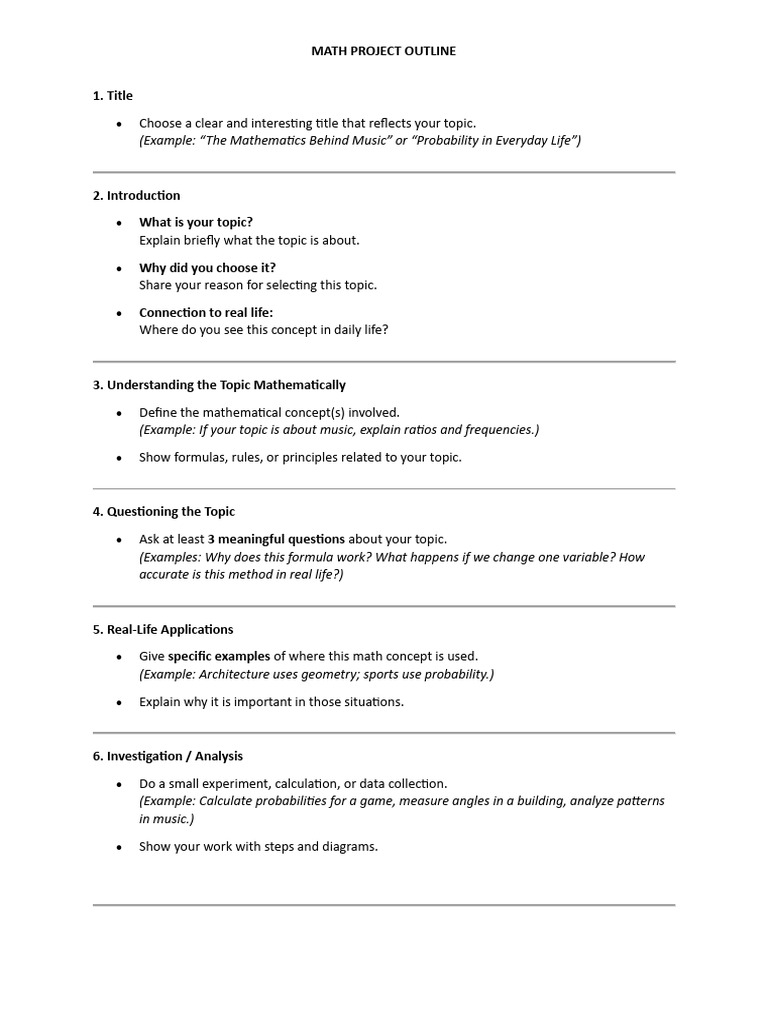 Math Project Outline | PDF