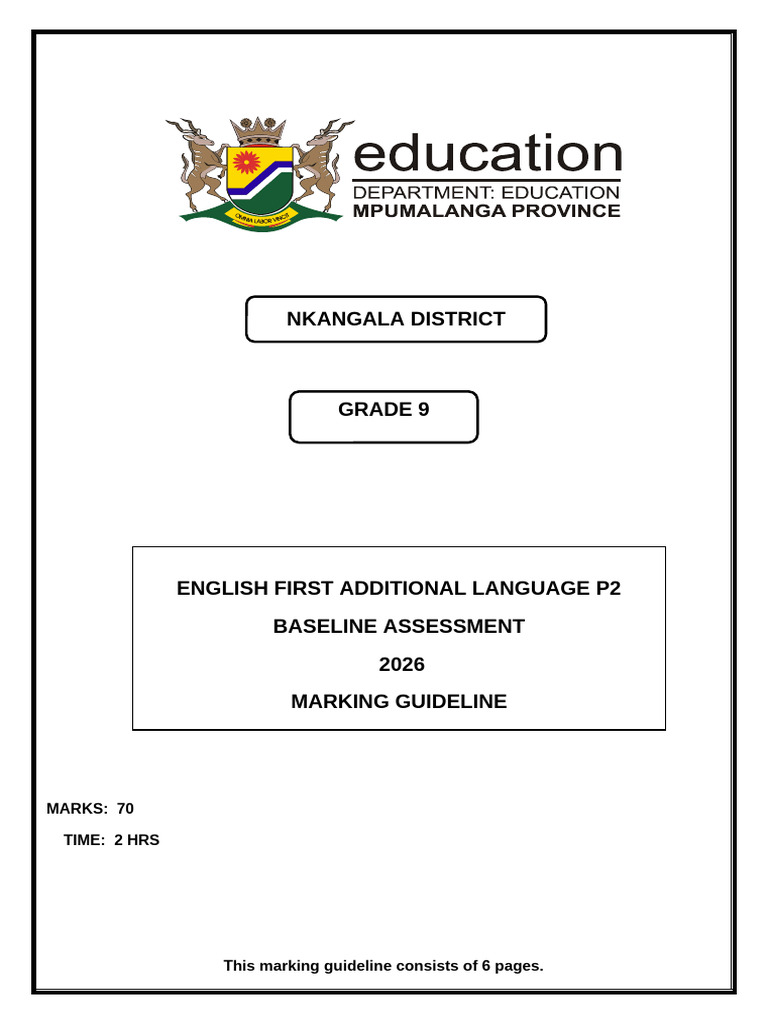 2026 Baseline Marking Guideline Grade 9 | PDF | Climate Change | Waste