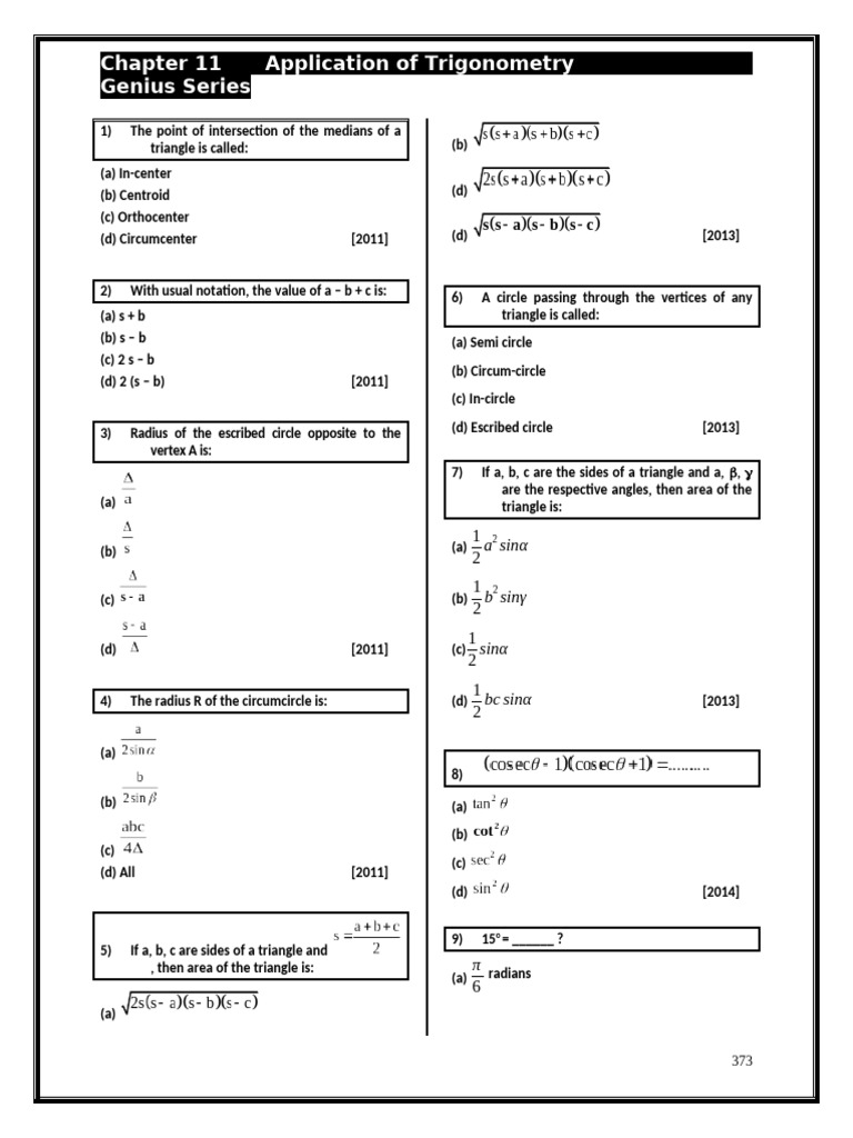 Chapter 11 Application of Trigonometry | PDF | Euclidean Plane Geometry ...