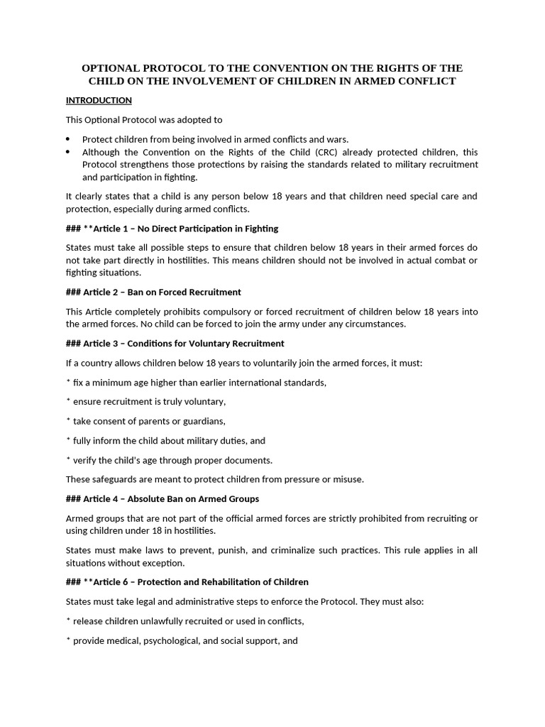 Optional Protocol To The Convention On The Rights of The Child On The ...