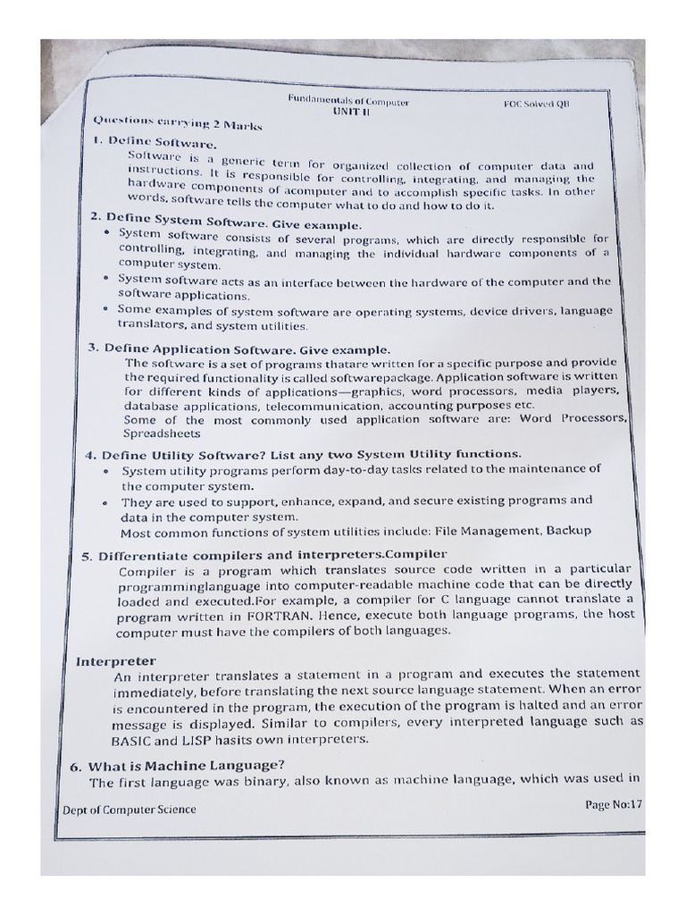 FOC Question Bank Answer 2nd Unit | PDF