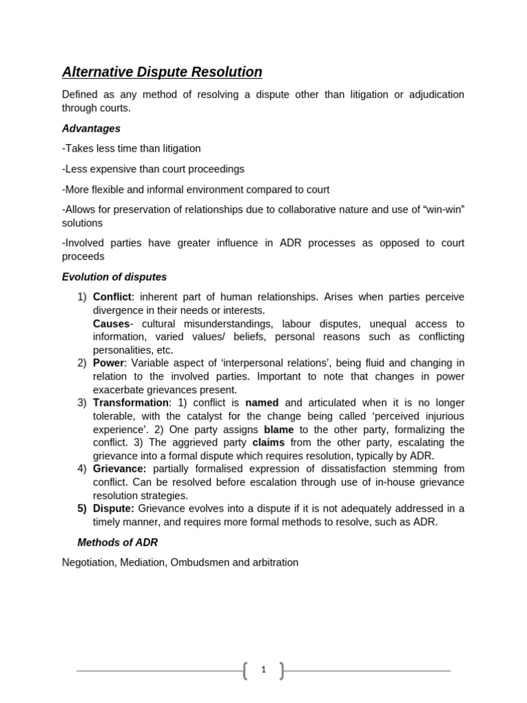 Alternative Dispute Resolution Notes | PDF | Mediation | Alternative ...