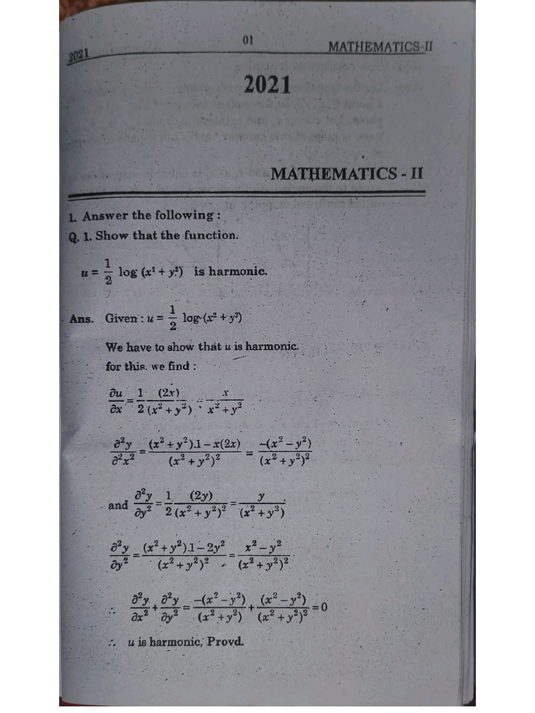 2021 Pyq Math 2nd Sem | PDF