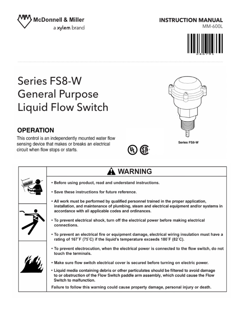 Mcdonnell and Miller Flow Switch Fs8 W Instruction Manual | PDF