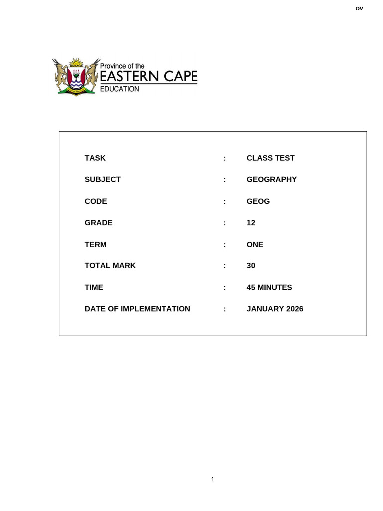 2026 Class Test 1 | PDF | Cyclone | Rain