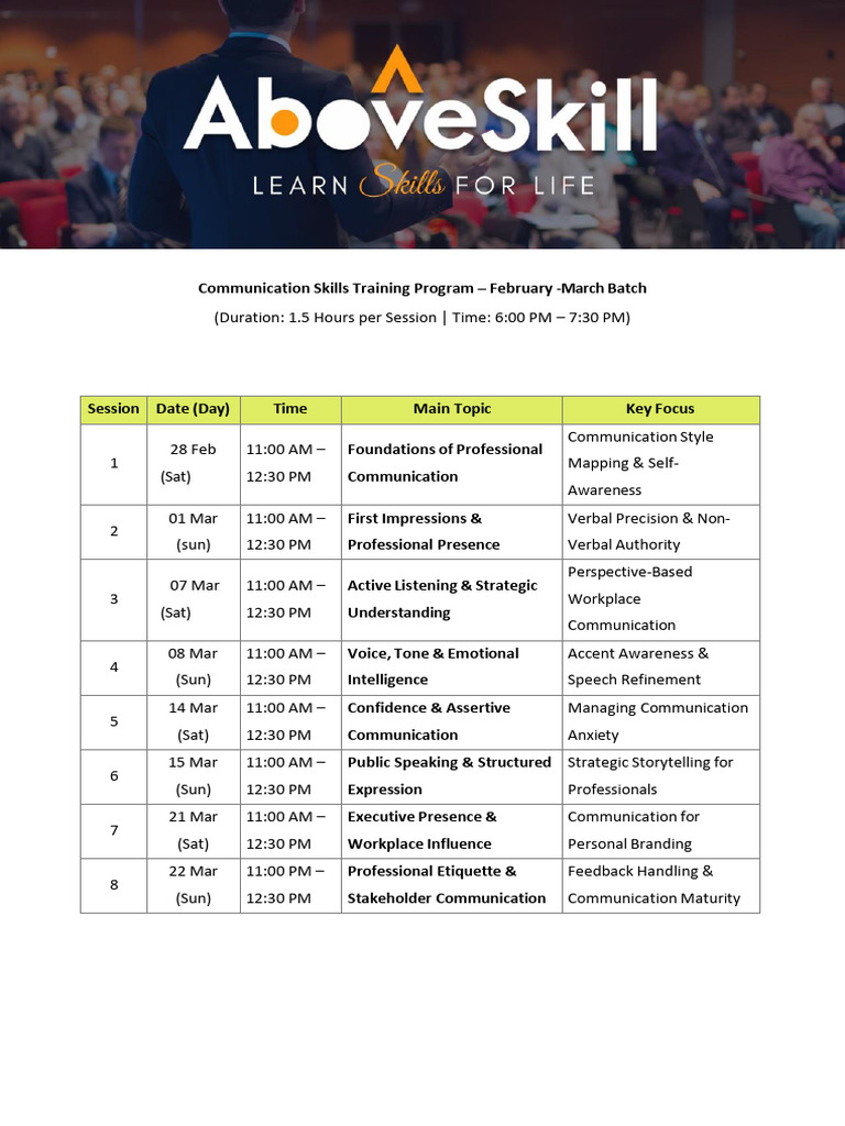 Communication Skills, Presentation & Public Speaking Training Program ...