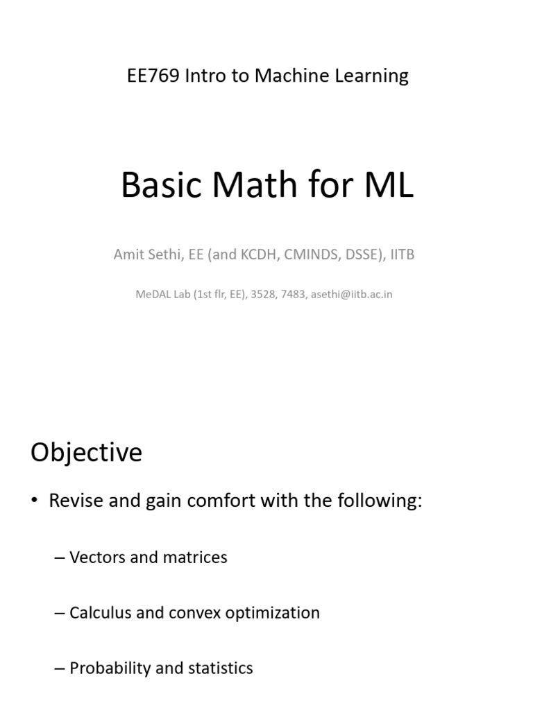 EE769 03 Essential Math For ML | PDF | Gradient | Matrix (Mathematics)
