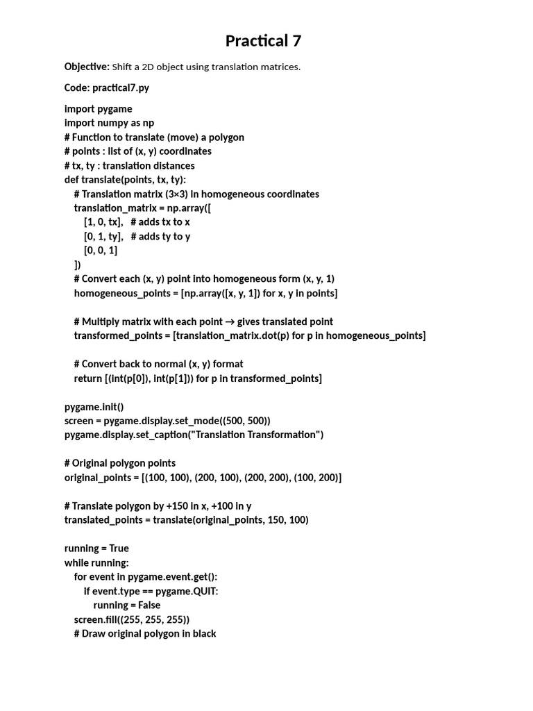 CG Practical 7 Manual | PDF