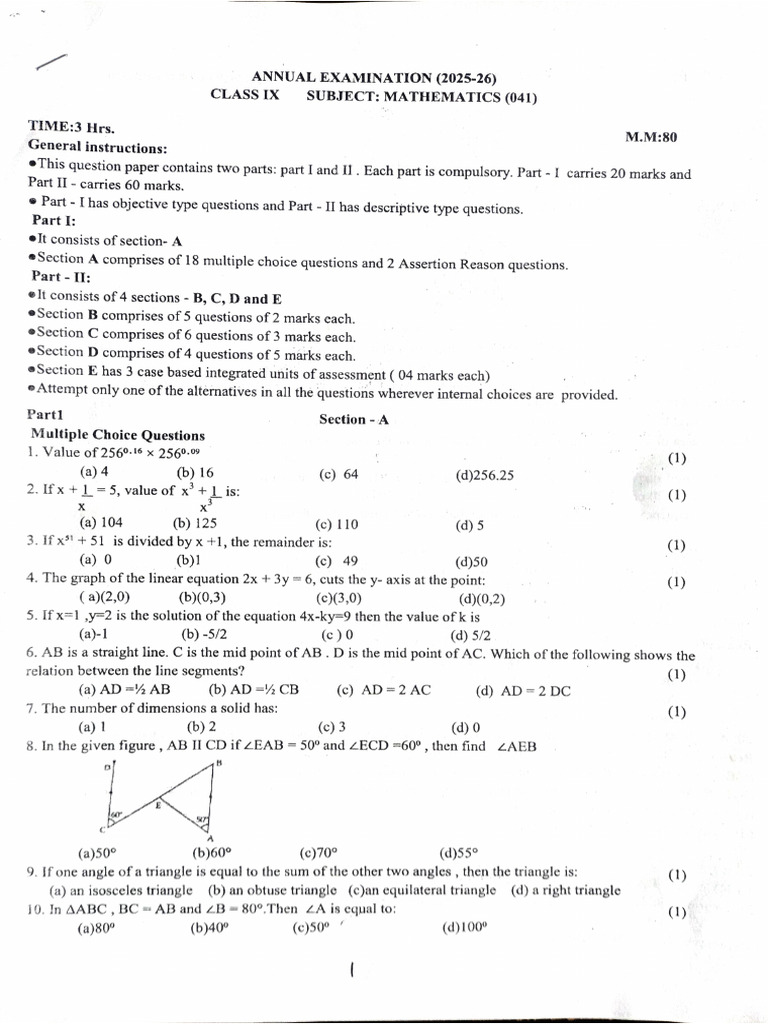 Class IX Annual Exam 2025-26 | PDF