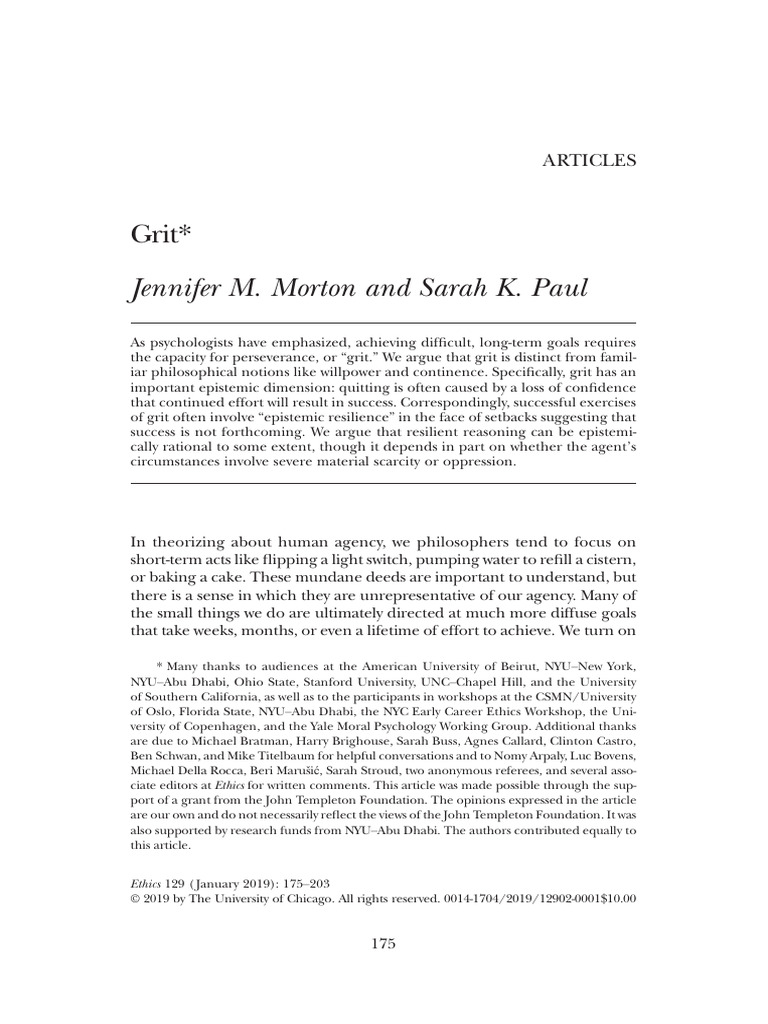 Grit | PDF | Rationality | Grit (Personality Trait)