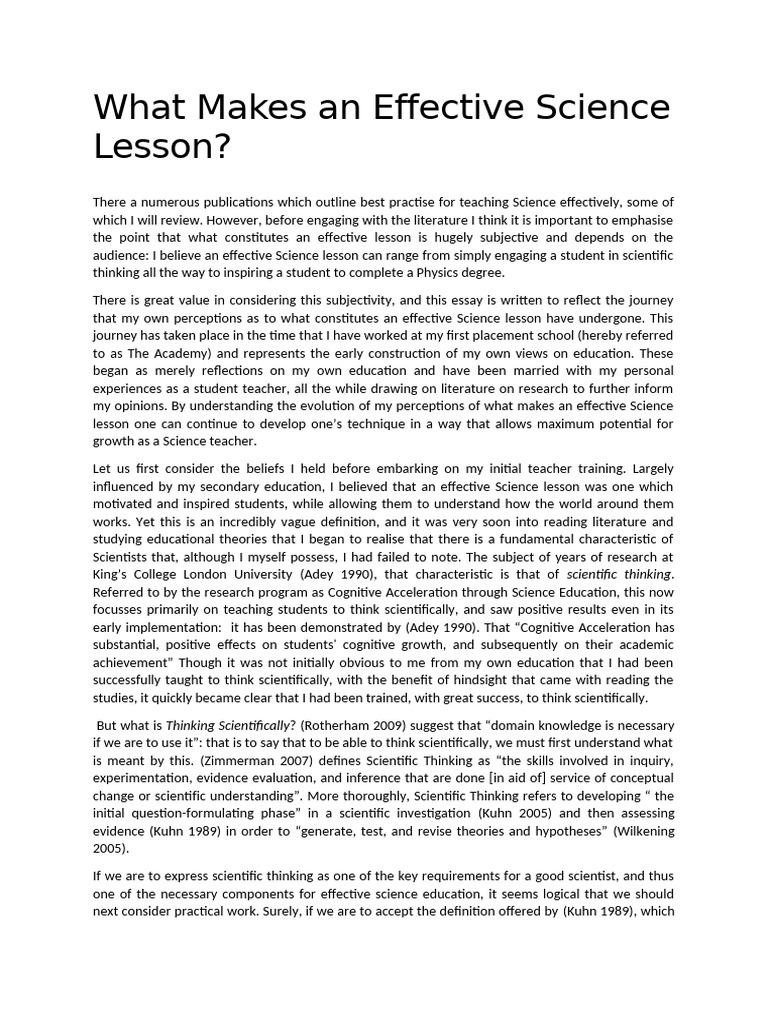 What Makes An Effective Science Lesson | PDF | Science | Scientific Method