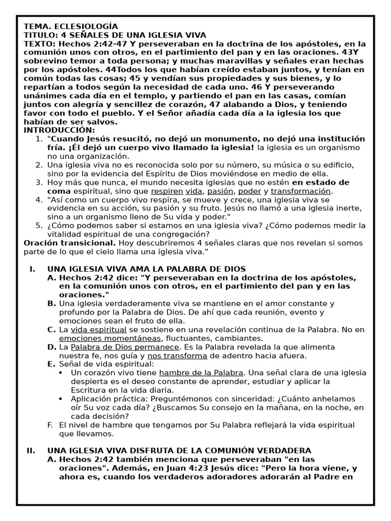 4 Señales de Que Somos Uan Iglesia Viva | PDF | Oración | Iglesia cristiana