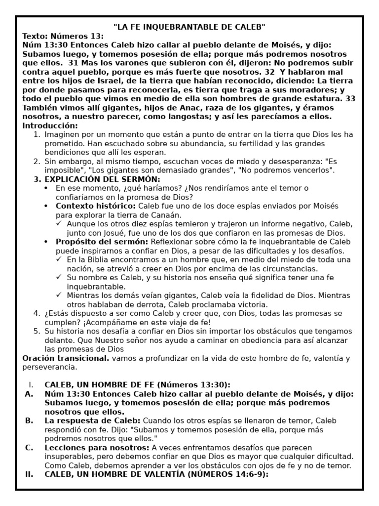 La Fe Inquebrantable de Caleb | PDF | Libro de números | Libros del ...