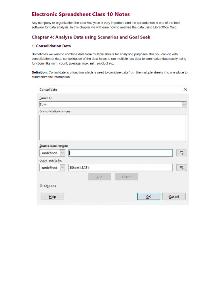 Electronic Spreadsheet Notes | PDF