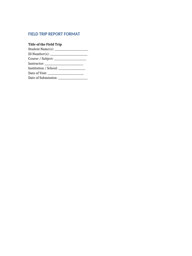 Field Trip Report Format-1 | PDF