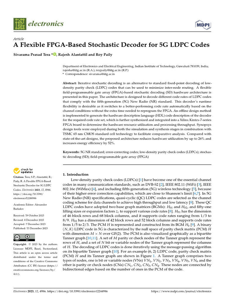 A Flexible FPGA-Based Stochastic Decoder For 5G LD | PDF | Low Density ...